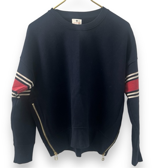 Sundry Navy Striped Sweatshirt Zipper Detail - Picture 2 of 4